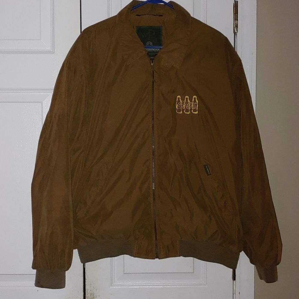 Weatherproof brown Coca Cola lined jacket Sz XL